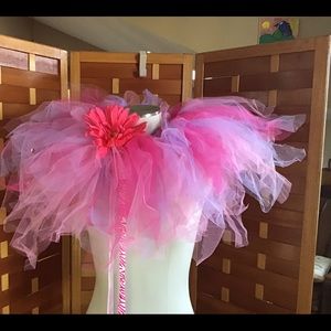 Never Worn Little Girls Handcrafted Tulle TuTu w/ Flower & Ribbon